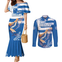 Custom Greece Basketball Couples Matching Mermaid Dress and Long Sleeve Button Shirt Sporty Style with Laurel