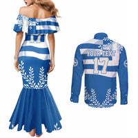 Custom Greece Basketball Couples Matching Mermaid Dress and Long Sleeve Button Shirt Sporty Style with Laurel