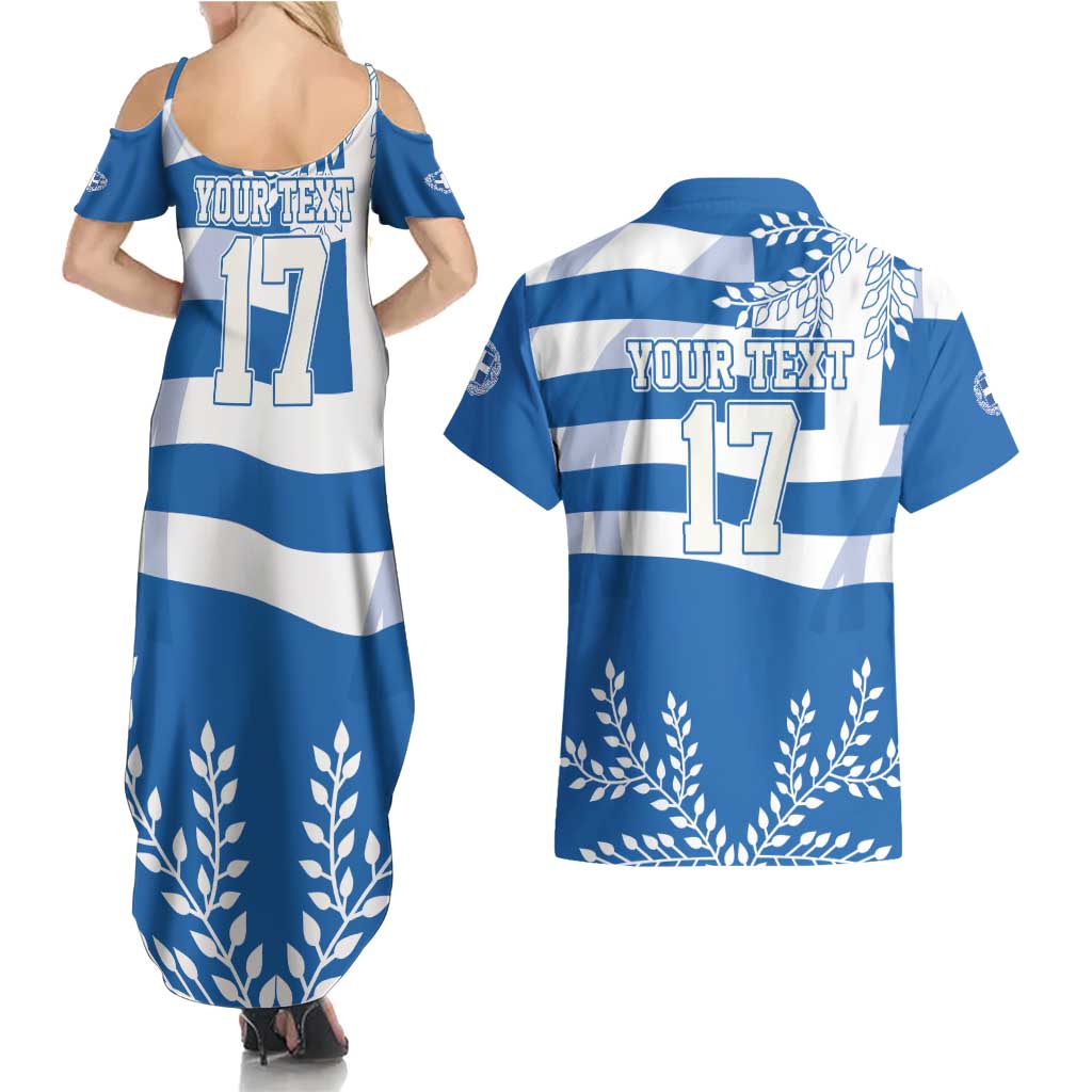 Custom Greece Basketball Couples Matching Summer Maxi Dress and Hawaiian Shirt Sporty Style with Laurel