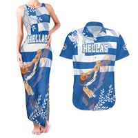 Custom Greece Basketball Couples Matching Tank Maxi Dress and Hawaiian Shirt Sporty Style with Laurel