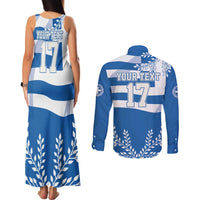 Custom Greece Basketball Couples Matching Tank Maxi Dress and Long Sleeve Button Shirt Sporty Style with Laurel