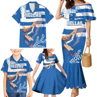 Custom Greece Basketball Family Matching Mermaid Dress and Hawaiian Shirt Sporty Style with Laurel
