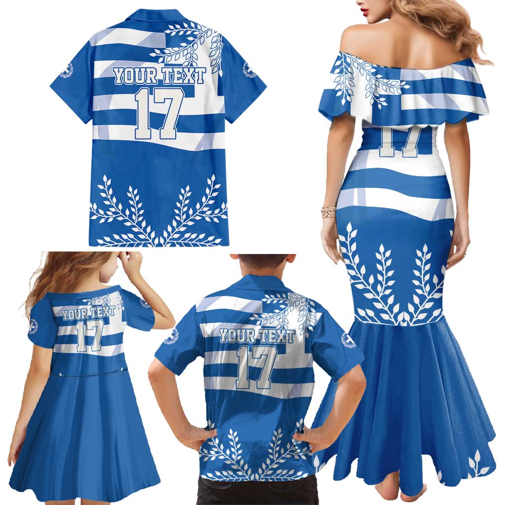 Custom Greece Basketball Family Matching Mermaid Dress and Hawaiian Shirt Sporty Style with Laurel