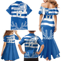 Custom Greece Basketball Family Matching Mermaid Dress and Hawaiian Shirt Sporty Style with Laurel