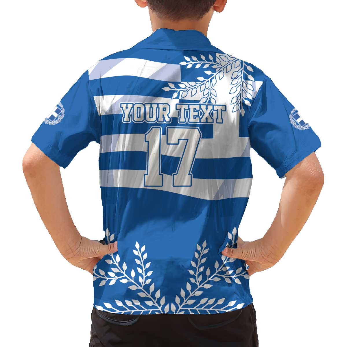 Custom Greece Basketball Family Matching Off The Shoulder Long Sleeve Dress and Hawaiian Shirt Sporty Style with Laurel