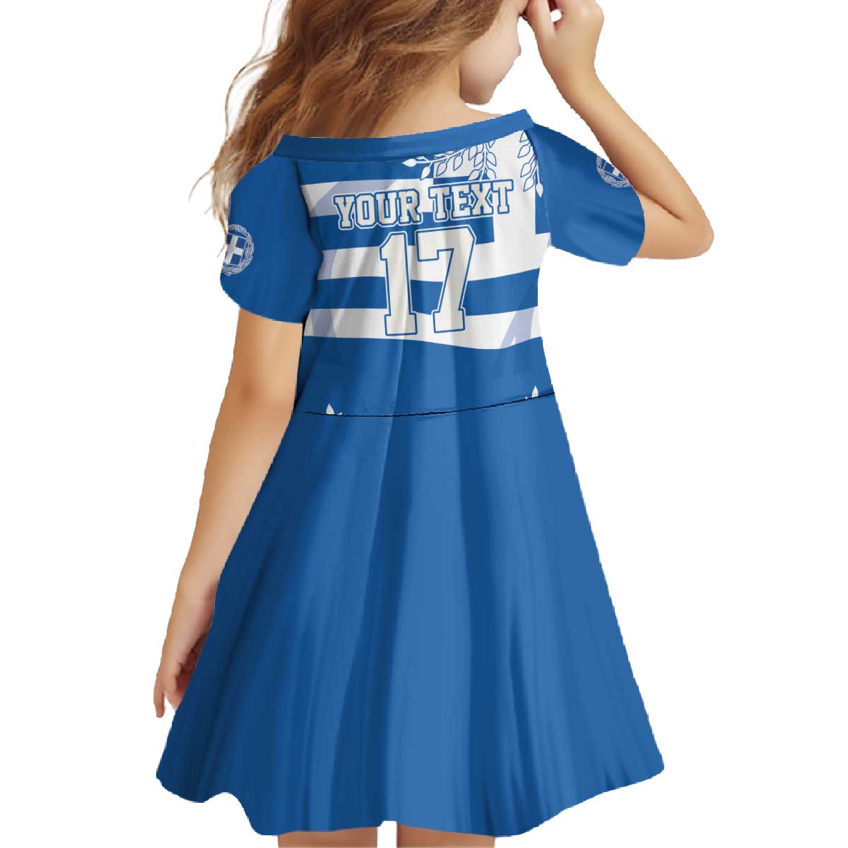 Custom Greece Basketball Family Matching Off The Shoulder Long Sleeve Dress and Hawaiian Shirt Sporty Style with Laurel
