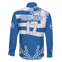 Custom Greece Basketball Family Matching Off The Shoulder Long Sleeve Dress and Hawaiian Shirt Sporty Style with Laurel