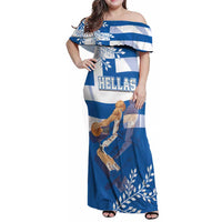Custom Greece Basketball Family Matching Off Shoulder Maxi Dress and Hawaiian Shirt Sporty Style with Laurel