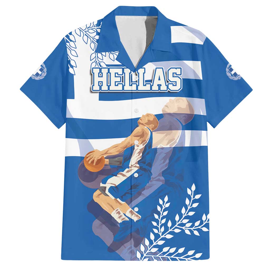 Custom Greece Basketball Family Matching Puletasi and Hawaiian Shirt Sporty Style with Laurel
