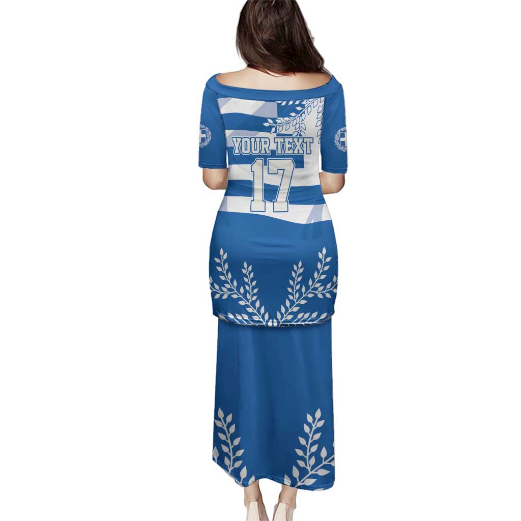 Custom Greece Basketball Family Matching Puletasi and Hawaiian Shirt Sporty Style with Laurel