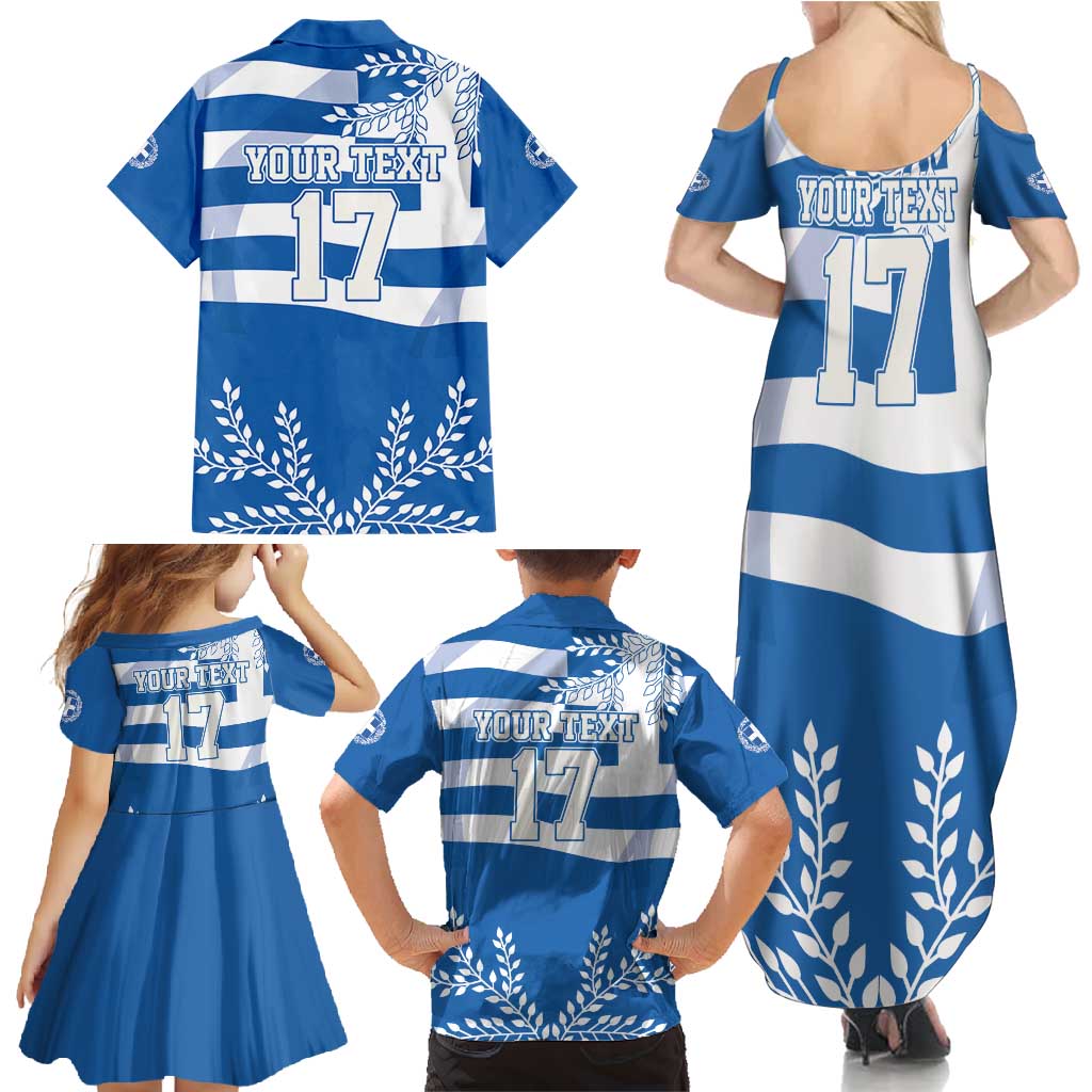 Custom Greece Basketball Family Matching Summer Maxi Dress and Hawaiian Shirt Sporty Style with Laurel