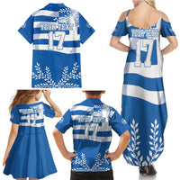 Custom Greece Basketball Family Matching Summer Maxi Dress and Hawaiian Shirt Sporty Style with Laurel