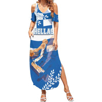 Custom Greece Basketball Family Matching Summer Maxi Dress and Hawaiian Shirt Sporty Style with Laurel