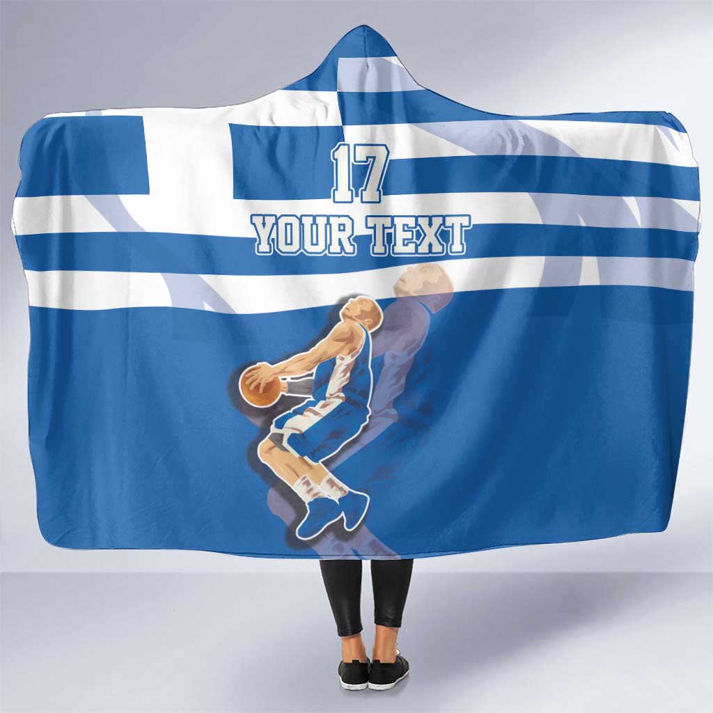 Custom Greece Basketball Hooded Blanket Sporty Style with Laurel