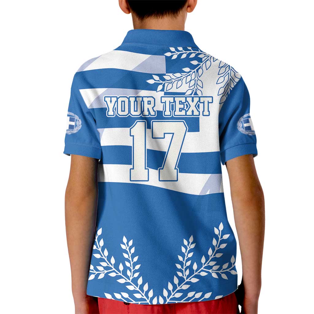 Custom Greece Basketball Kid Polo Shirt Sporty Style with Laurel