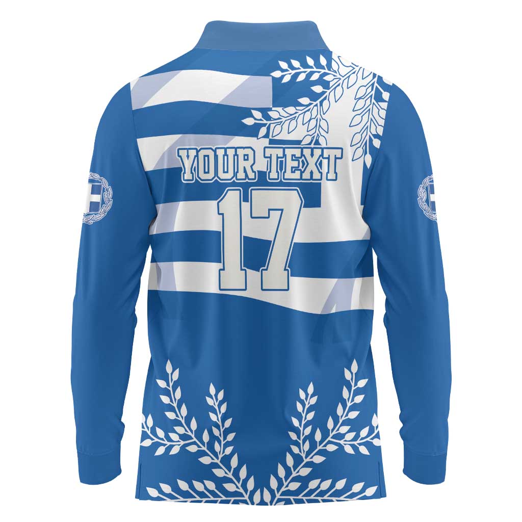Custom Greece Basketball Long Sleeve Polo Shirt Sporty Style with Laurel