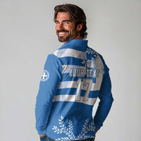 Custom Greece Basketball Long Sleeve Polo Shirt Sporty Style with Laurel