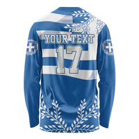 Custom Greece Basketball Long Sleeve Shirt Sporty Style with Laurel