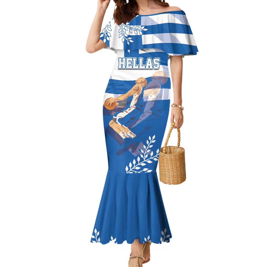Custom Greece Basketball Mermaid Dress Sporty Style with Laurel