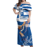 Custom Greece Basketball Off Shoulder Maxi Dress Sporty Style with Laurel