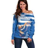 Custom Greece Basketball Off Shoulder Sweater Sporty Style with Laurel