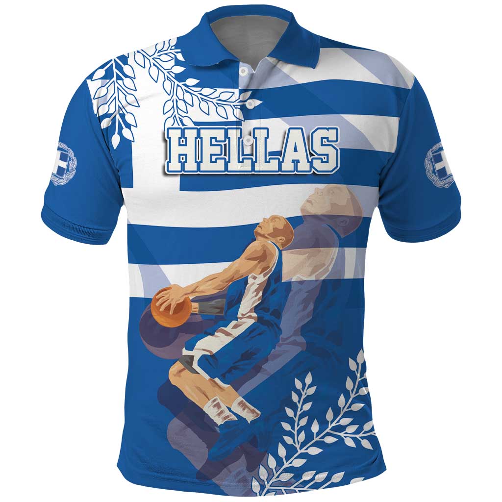 Custom Greece Basketball Polo Shirt Sporty Style with Laurel