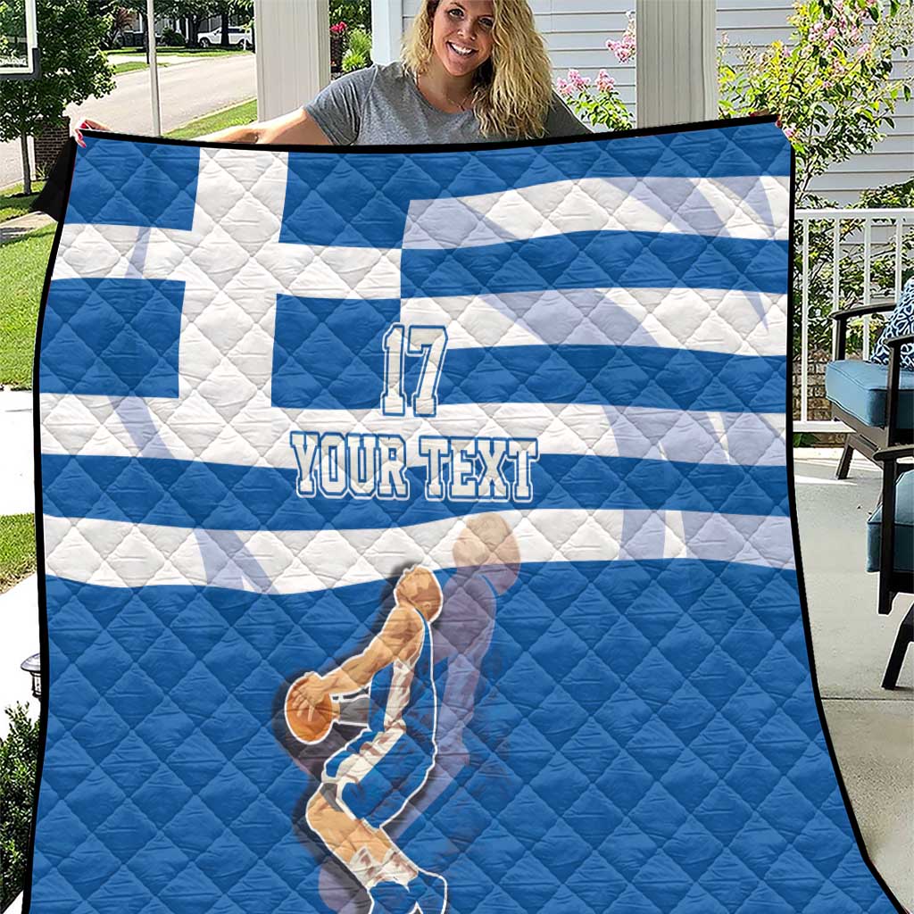 Custom Greece Basketball Quilt Sporty Style with Laurel