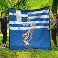 Custom Greece Basketball Quilt Sporty Style with Laurel