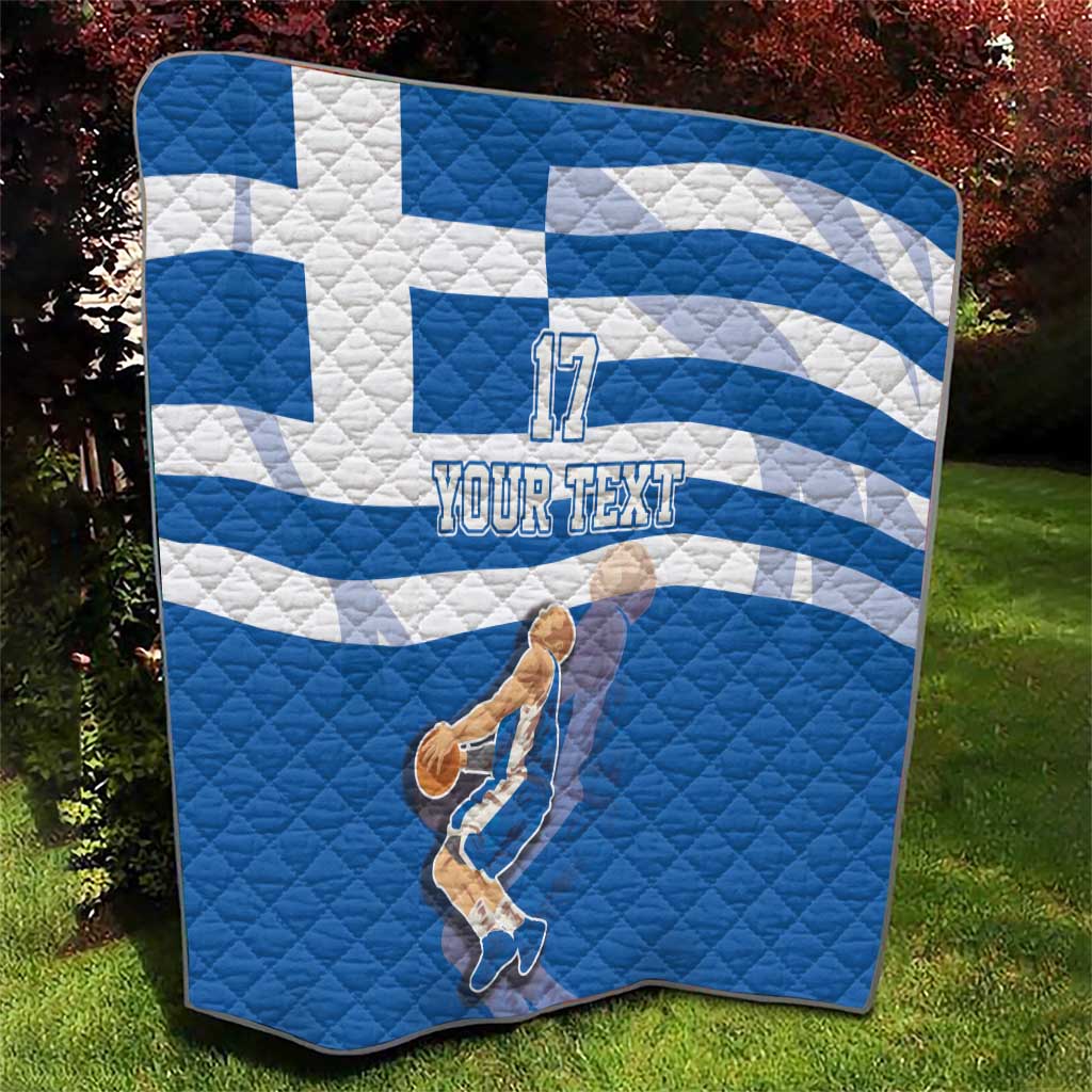 Custom Greece Basketball Quilt Sporty Style with Laurel