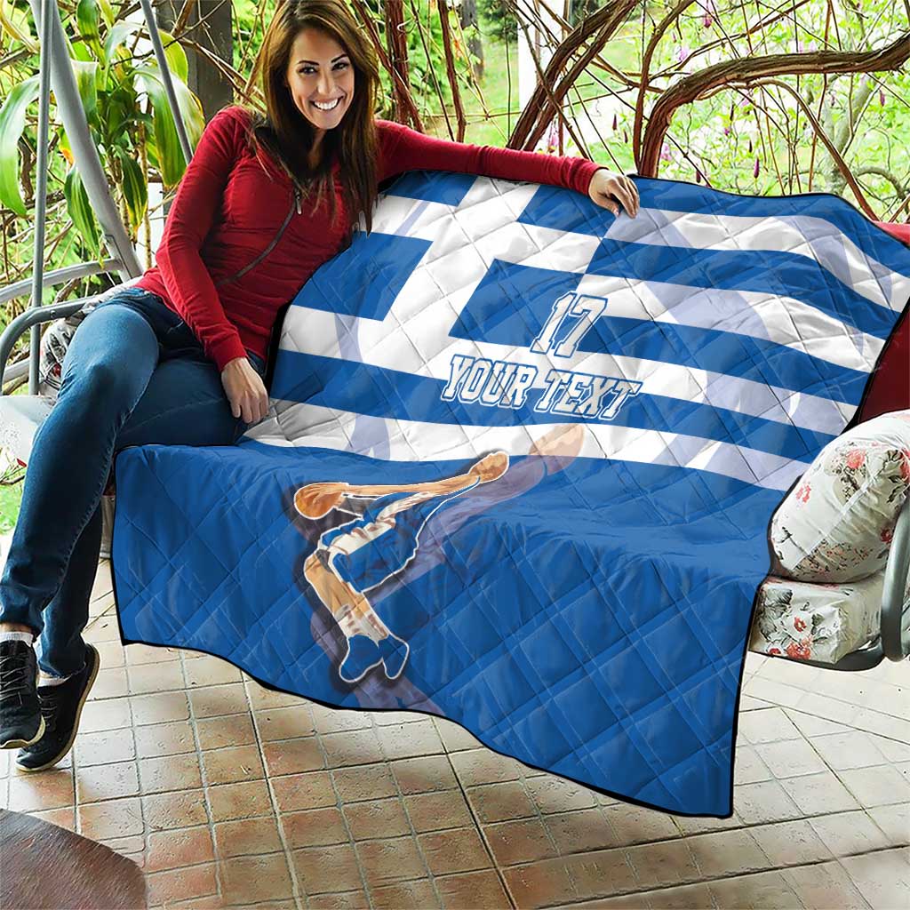 Custom Greece Basketball Quilt Sporty Style with Laurel