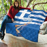 Custom Greece Basketball Quilt Sporty Style with Laurel