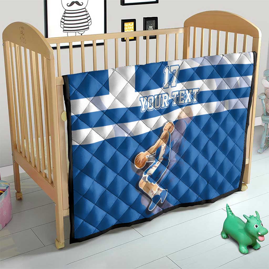 Custom Greece Basketball Quilt Sporty Style with Laurel