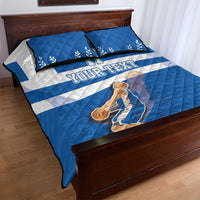 Custom Greece Basketball Quilt Bed Set Sporty Style with Laurel
