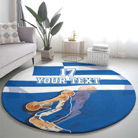Custom Greece Basketball Round Carpet Sporty Style with Laurel
