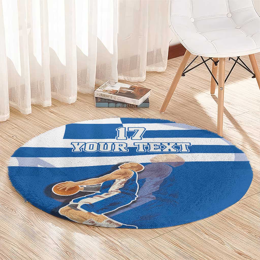 Custom Greece Basketball Round Carpet Sporty Style with Laurel