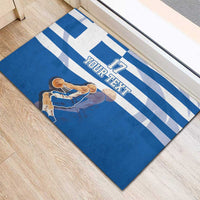 Custom Greece Basketball Rubber Doormat Sporty Style with Laurel