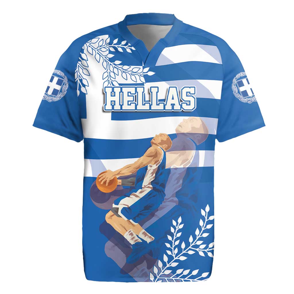 Custom Greece Basketball Rugby Jersey Sporty Style with Laurel