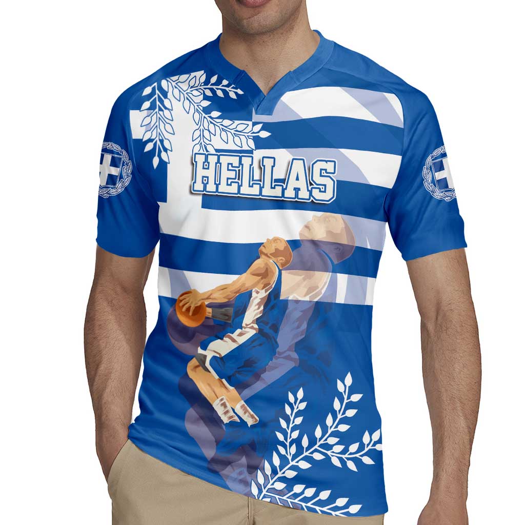 Custom Greece Basketball Rugby Jersey Sporty Style with Laurel