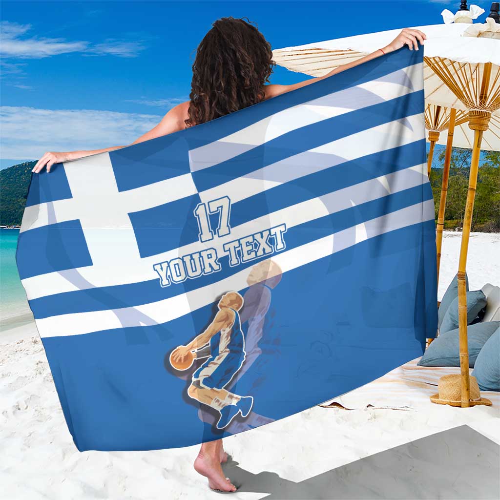 Custom Greece Basketball Sarong Sporty Style with Laurel