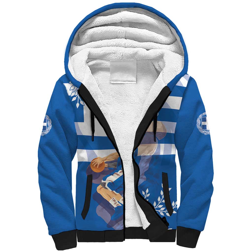 Custom Greece Basketball Sherpa Hoodie Sporty Style with Laurel