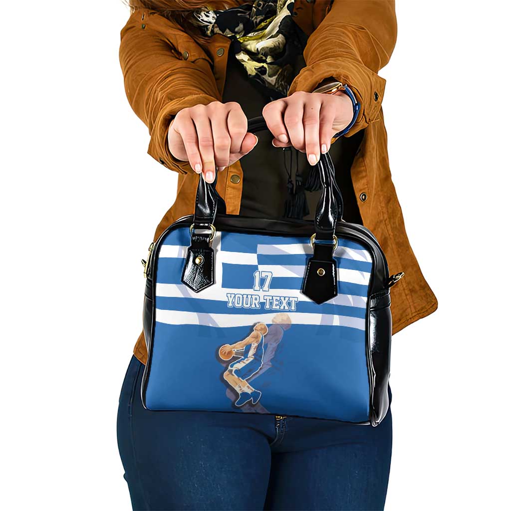 Custom Greece Basketball Shoulder Handbag Sporty Style with Laurel