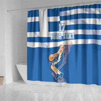 Custom Greece Basketball Shower Curtain Sporty Style with Laurel