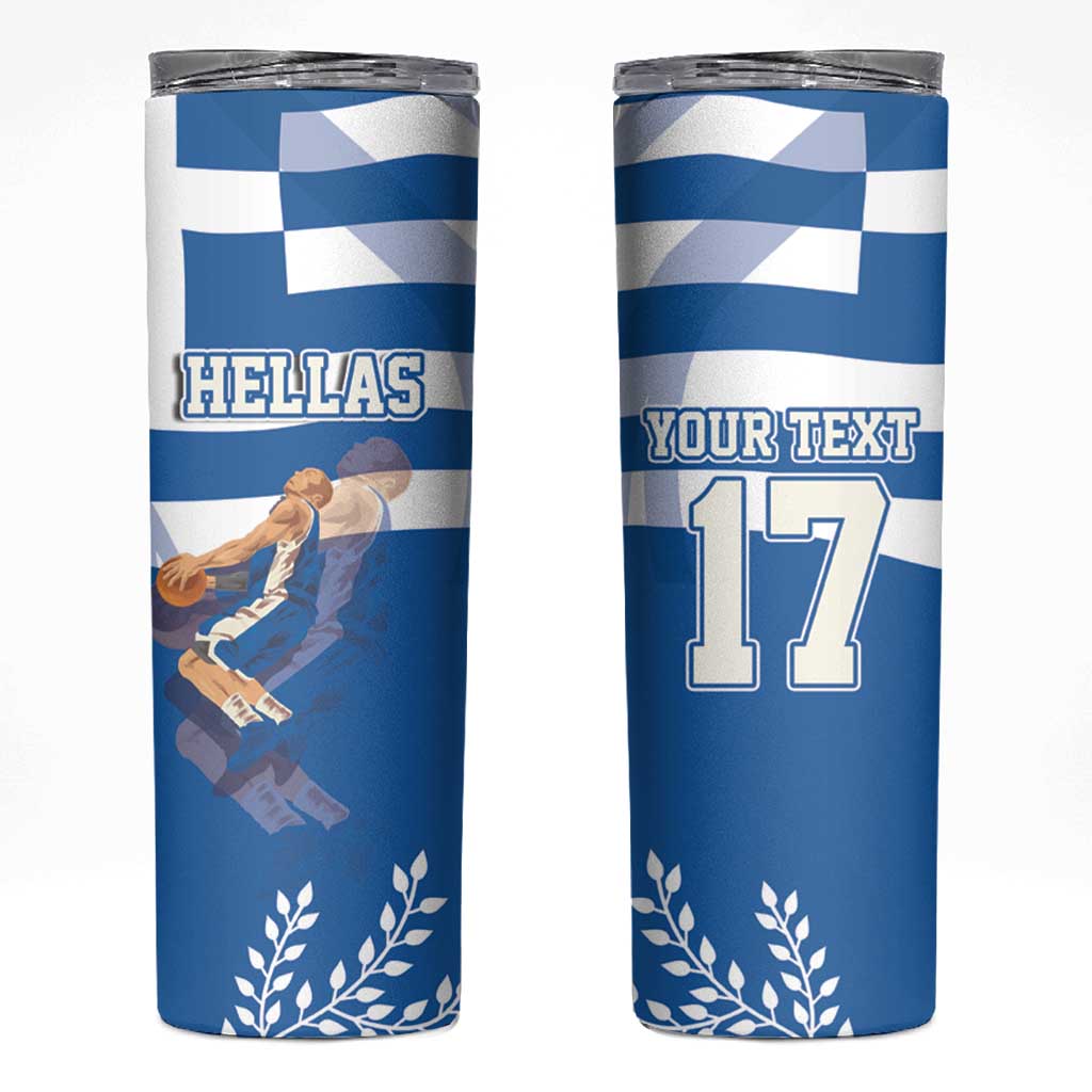 Custom Greece Basketball Skinny Tumbler Sporty Style with Laurel