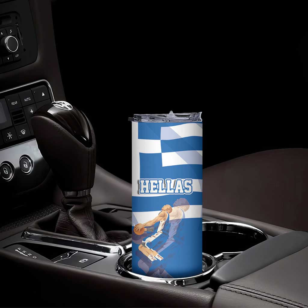 Custom Greece Basketball Skinny Tumbler Sporty Style with Laurel
