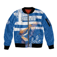 Custom Greece Basketball Sleeve Zip Bomber Jacket Sporty Style with Laurel