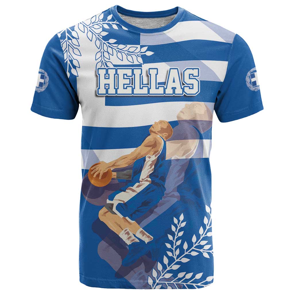 Custom Greece Basketball T Shirt Sporty Style with Laurel