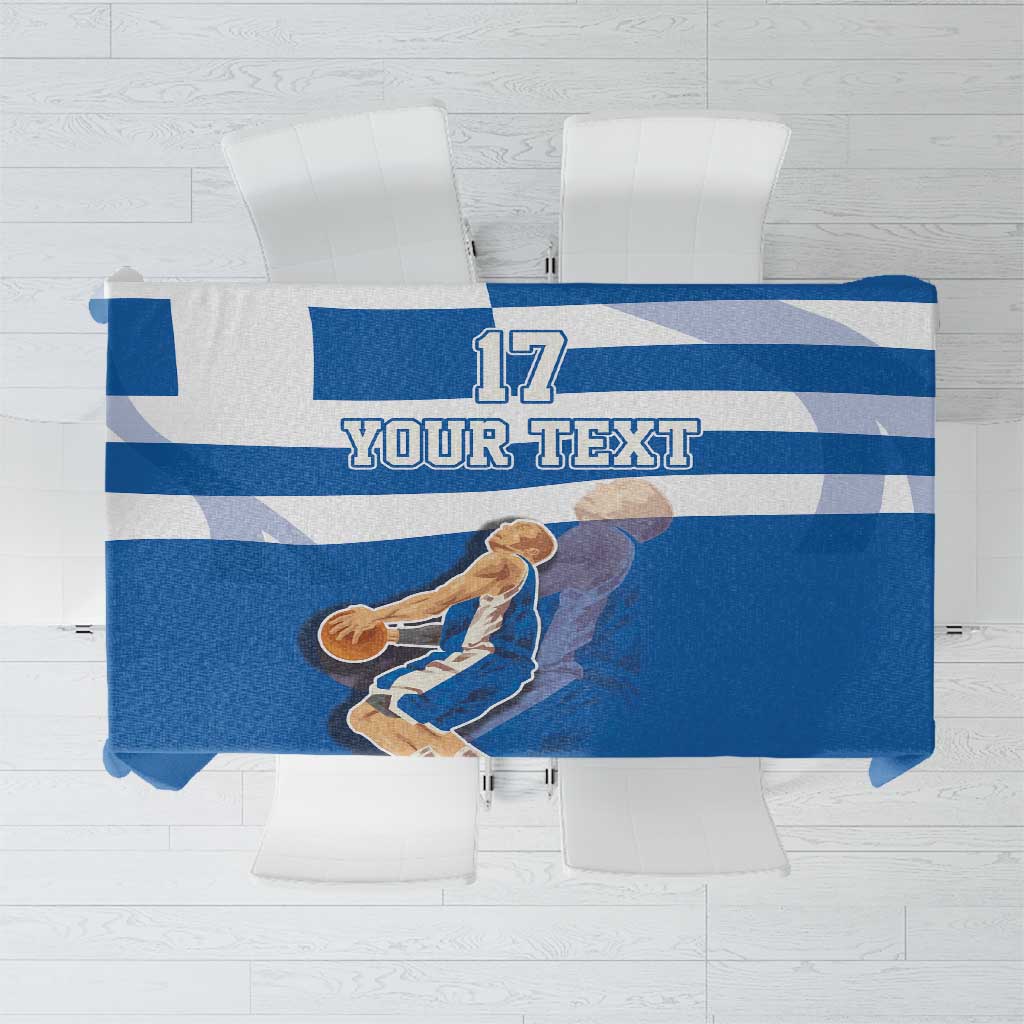 Custom Greece Basketball Tablecloth Sporty Style with Laurel