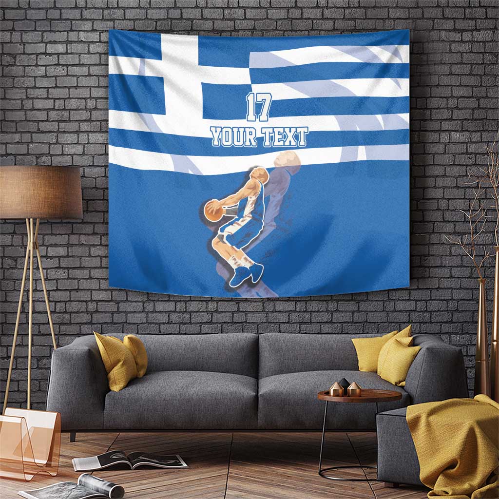 Custom Greece Basketball Tapestry Sporty Style with Laurel