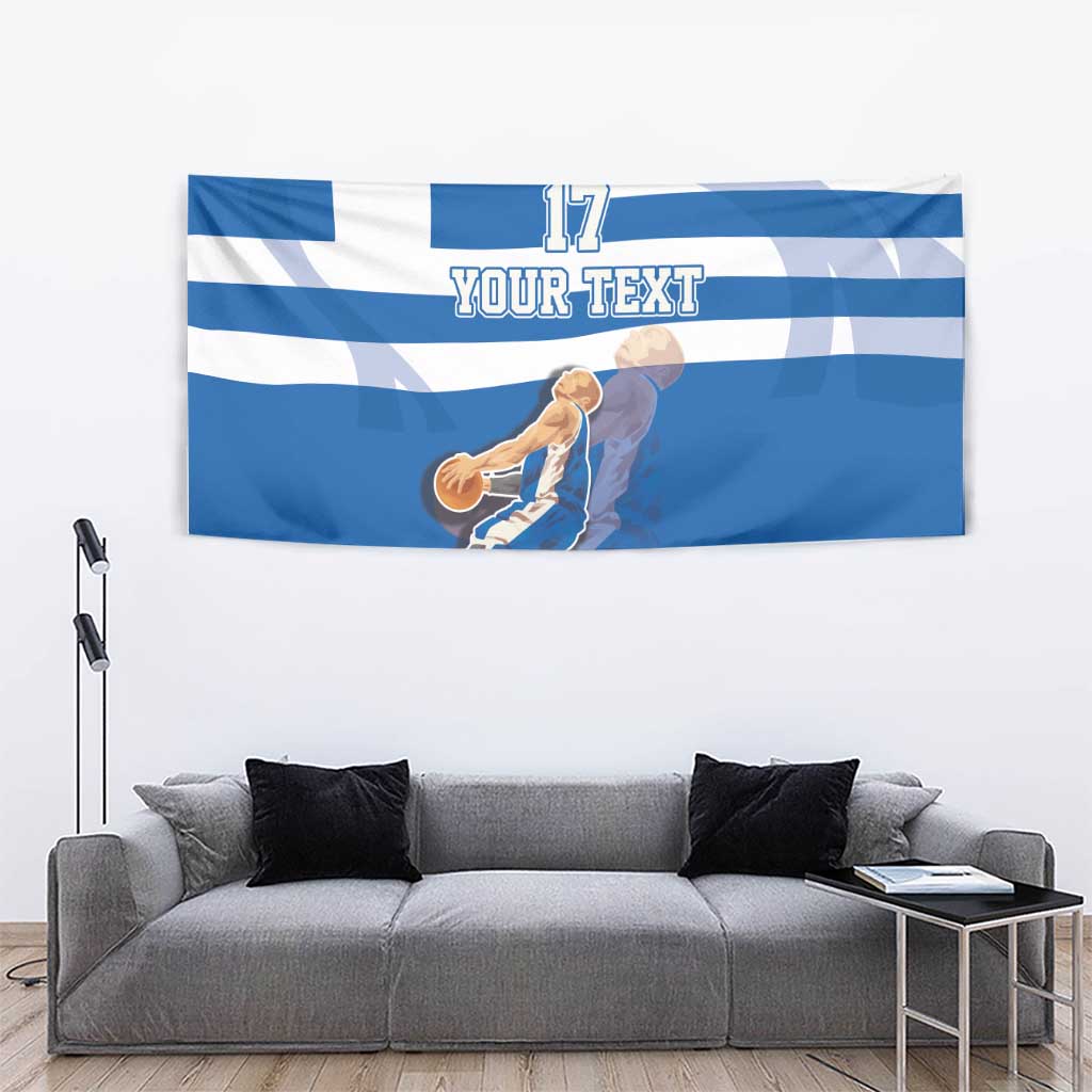 Custom Greece Basketball Tapestry Sporty Style with Laurel