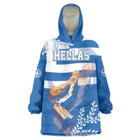 Custom Greece Basketball Wearable Blanket Hoodie Sporty Style with Laurel